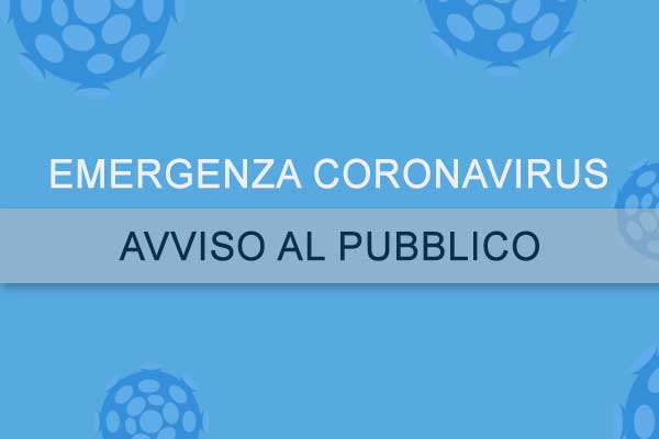emergenza coronavirus avviso al pubblico